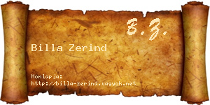 Billa Zerind névjegykártya
